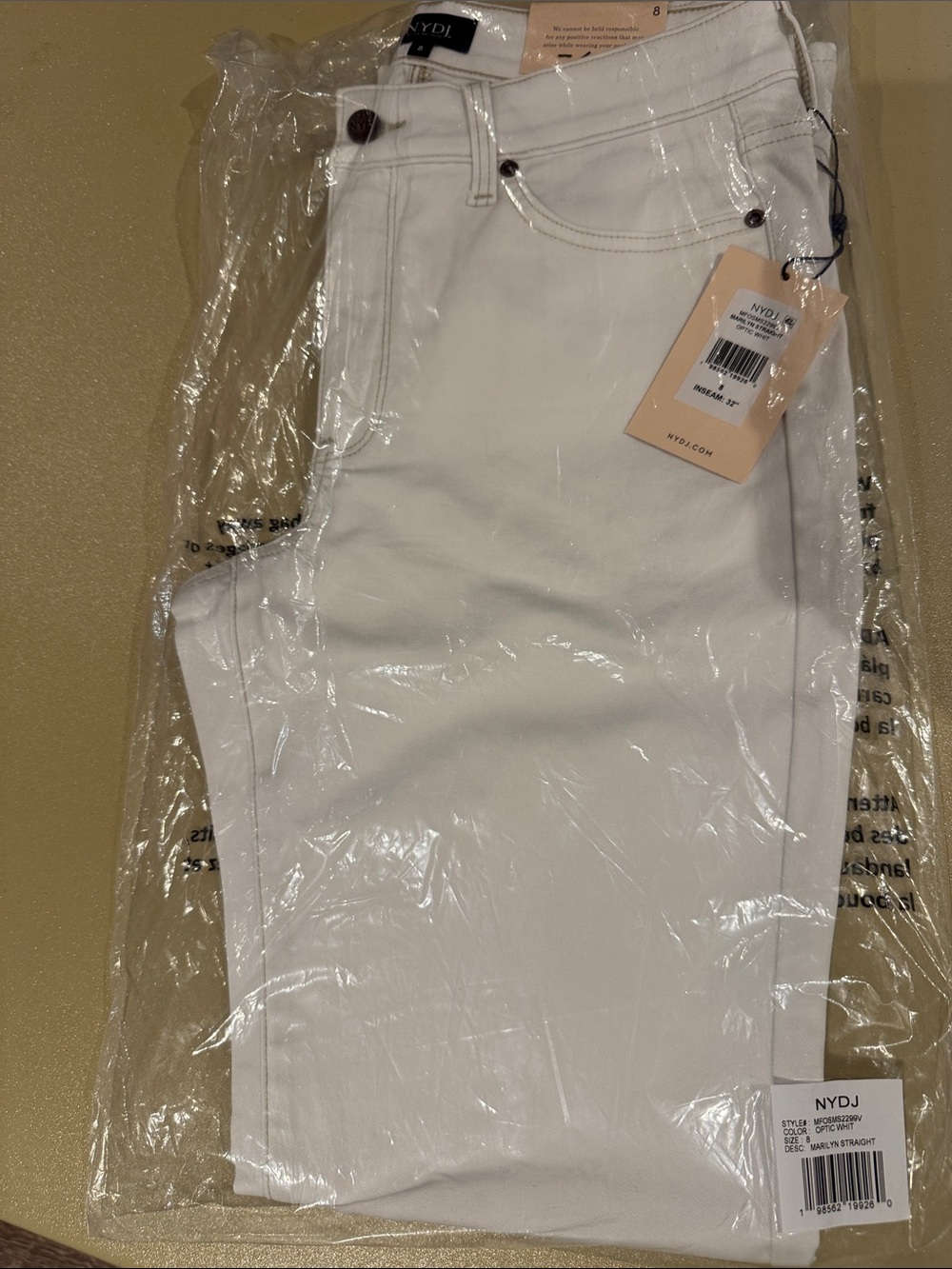 NYDJ White Men’s Slim Straight Jeans